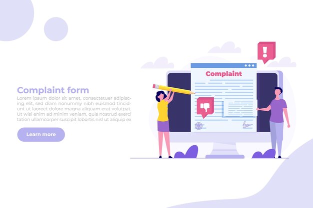Vecteur formule de plainte en ligne concept illustration vectorielle