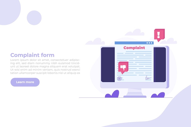 Vecteur formule de plainte en ligne concept illustration vectorielle