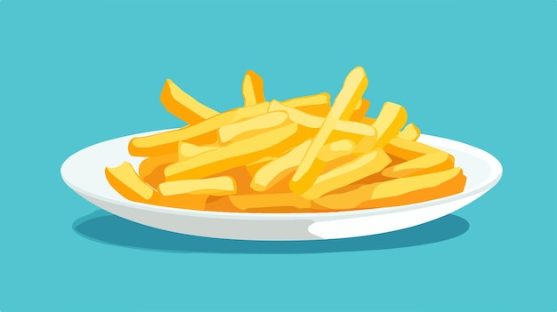 Vecteur des frites croustillantes sur assiette dans le style vectoriel plat