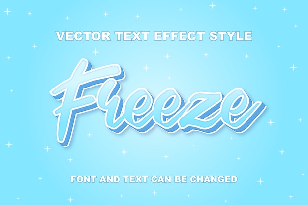 Geler le modèle de style de police d'effet de texte modifiable 3d pétillant bleu
