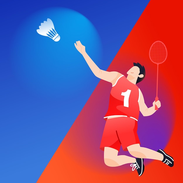 Vecteur les gens jouent au badminton dans un match, les gens font de l'exercice, illustration vectorielle