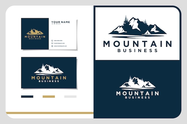 Glace Neige Rocky Mountain Creek River Mount Peak Hill Nature Paysage vue logo design pin