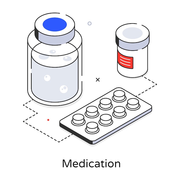 Vecteur un graphique d'un flacon de pilules et d'un flacon de pilules avec les mots " médicament " dessus.