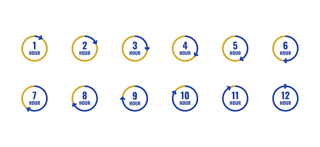 Vecteur les heures comptent un ensemble d'illustrations isolées vectorielles simples