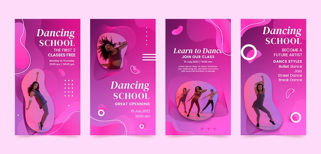 Histoires instagram fluides d'école de danse dessinées à la main