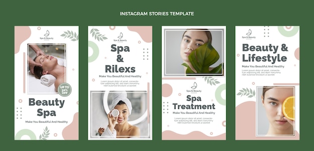 Histoires instagram de spa design plat