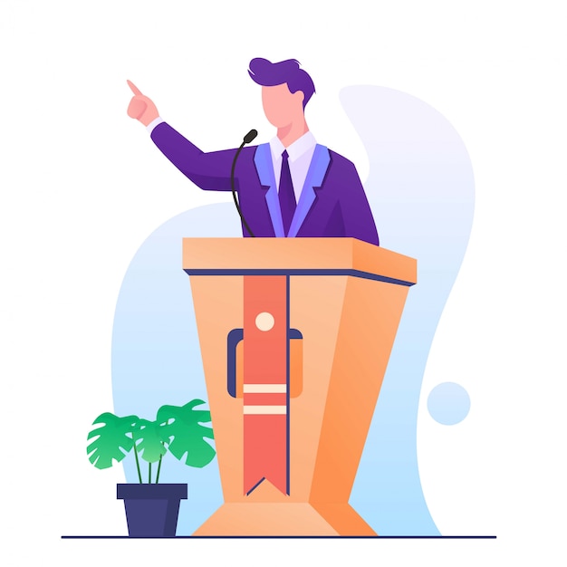 homme de parole sur l'illustration de podium