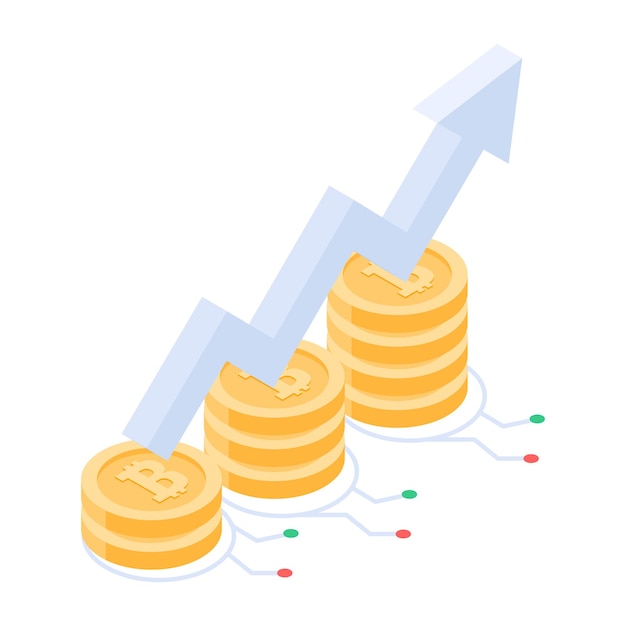 Vecteur icône 3d du profit de bitcoin