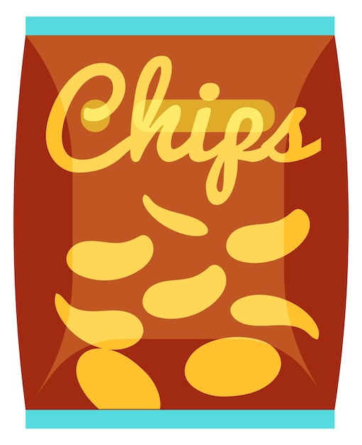 Vecteur icône de dessin animé de sac de chips pack de collations de pommes de terre