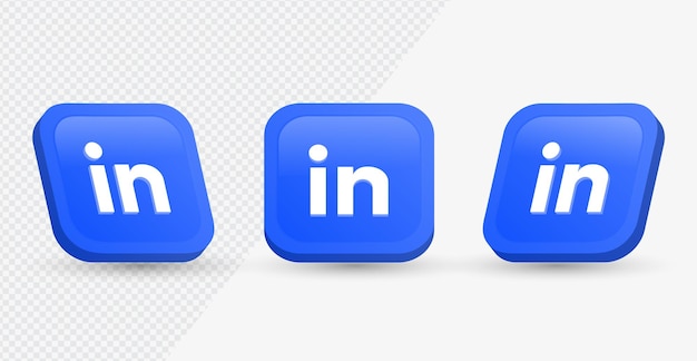 Icône du logo Linkedin dans un carré de rendu 3d moderne pour les icônes de médias sociaux ou les logos de mise en réseau