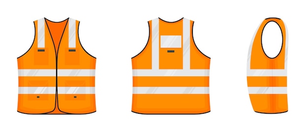 Icône de gilet réfléchissant de sécurité signe ensemble d'illustrations vectorielles de style plat