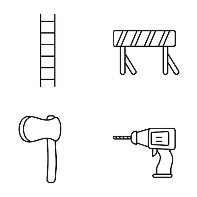 icône d'outil de travail, illustration d'icône d'outil industriel, équipement de réparation de main-d'œuvre