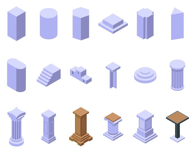 Vecteur les icônes du piédestal sont constituées d'un vecteur isométrique.