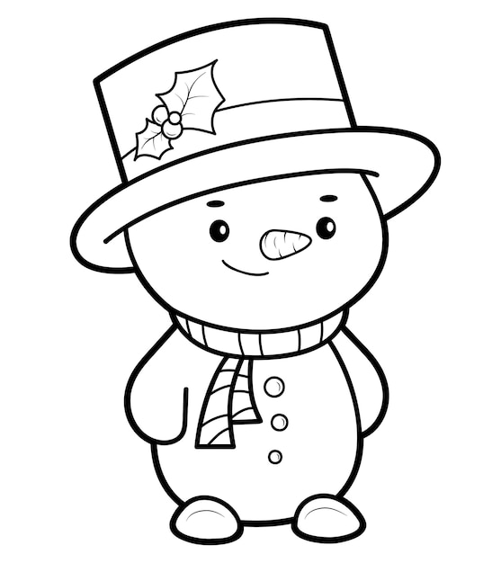 Illustration de bonhomme de neige à colorier