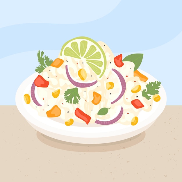 Illustration de ceviche dessiné à la main