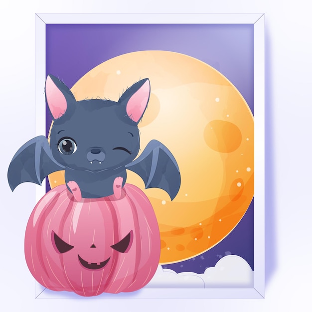 Illustration de chauve-souris mignonne de la série Halloween