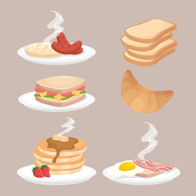 Illustration de la collection de petit déjeuner