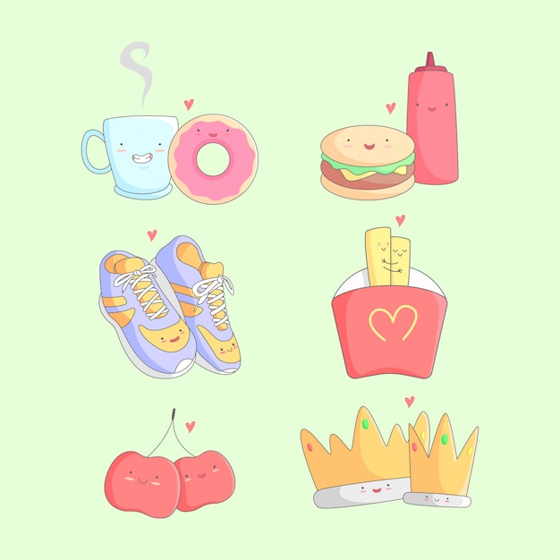 ILLUSTRATION DE COUPLES D'OBJETS MIGNONS