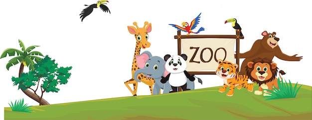 illustration de dessin animé drôle d&#39;animaux zoo