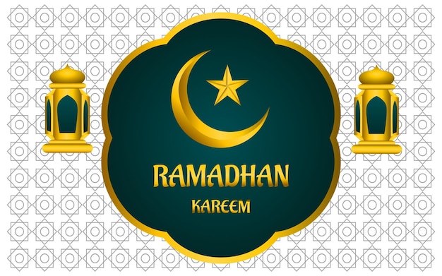 Illustration du ramadan kareem avec mosquée et lanterne sur fond de couleur verte