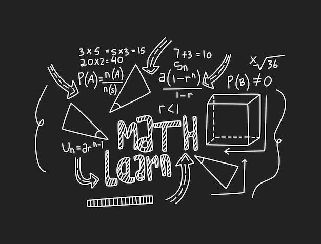 Vecteur illustration de fond de tableau mathématique réaliste de vecteur