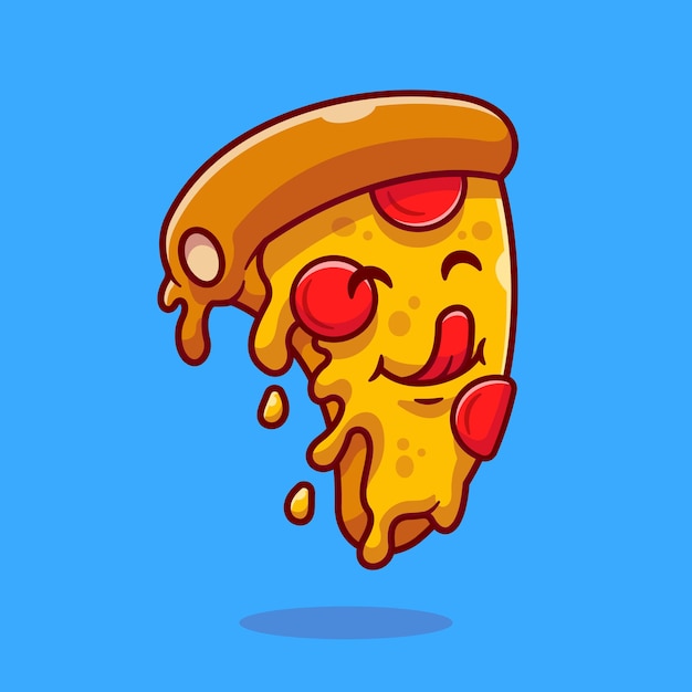 Illustration d'icône de vecteur de dessin animé mignon tranche pizza. Concept d'icône d'objet alimentaire isolé vecteur Premium. Style de dessin animé plat