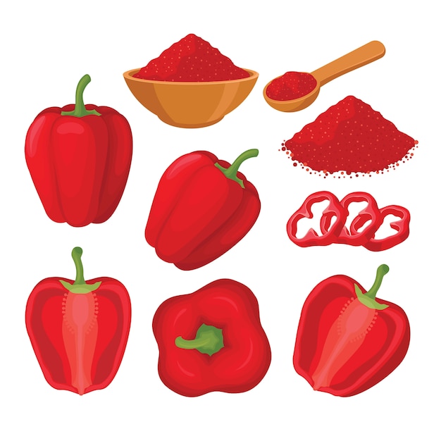 Vecteur illustration de jeu de paprika rouge