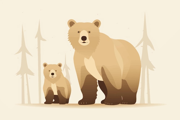 Vecteur illustration d'ours dans la forêt