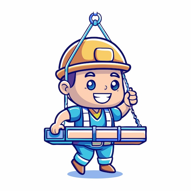 Vecteur illustration de personnages de dessins animés de travaux de construction