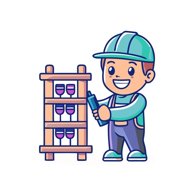 Vecteur illustration de personnages de dessins animés de travaux de construction