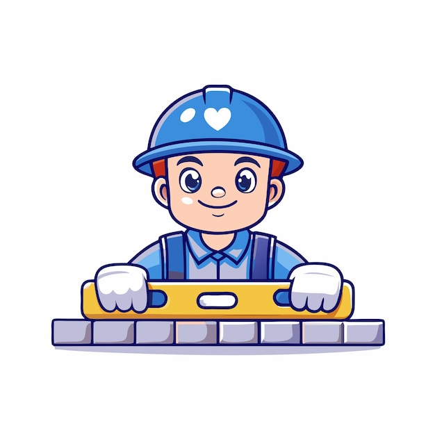 Vecteur illustration de personnages de dessins animés de travaux de construction