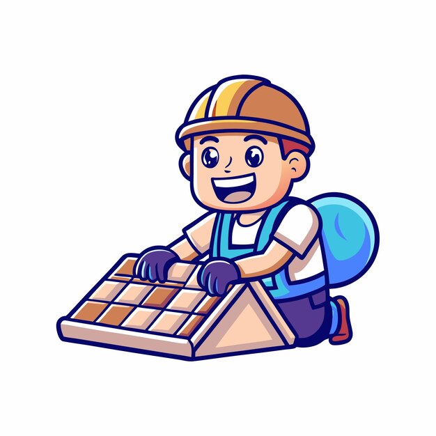 Vecteur illustration de personnages de dessins animés de travaux de construction