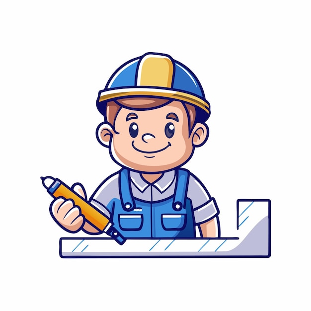 Vecteur illustration de personnages de dessins animés de travaux de construction