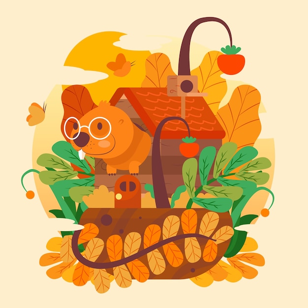 Illustration plate pour la célébration de l'automne