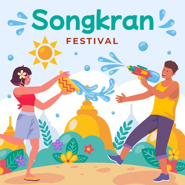 Illustration de songkran plat