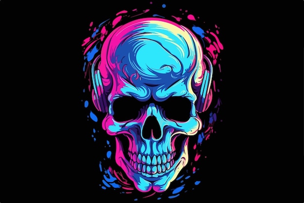 Illustration vectorielle colorée HipHop Skull