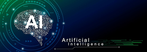 Illustration vectorielle de conception de bannière d'intelligence artificielle ai