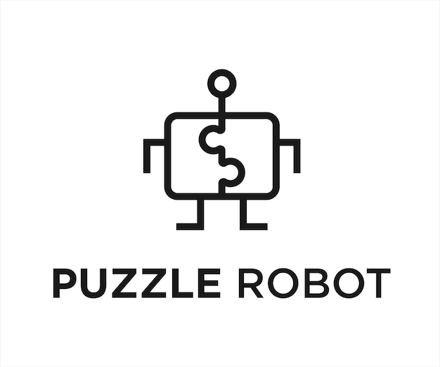 illustration vectorielle de conception de logo de puzzle de robot