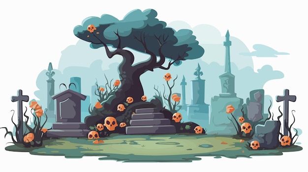 Vecteur illustration vectorielle élégante du cimetière sur un fond transparent