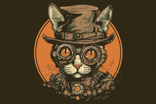 Illustration vectorielle vintage de chien steampunk pour t-shirt