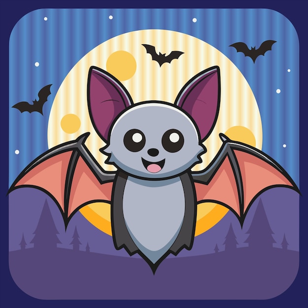 Vecteur une image de dessin animé d'une chauve-souris avec des chauves-souris dessus