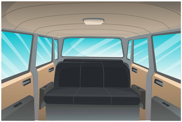 Vecteur image de dessin animé de fond intérieur de voiture.