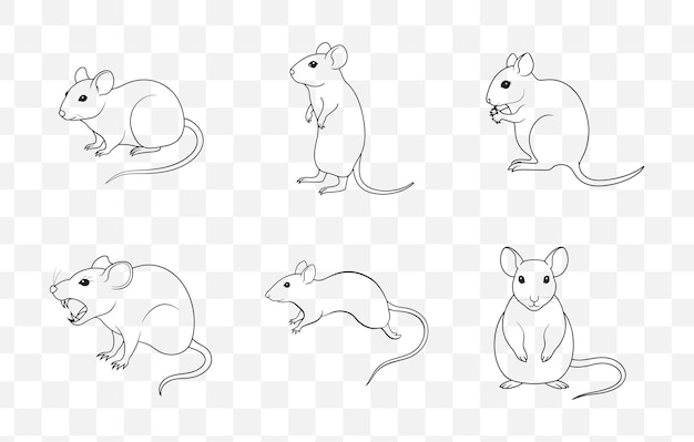 Vecteur imprimer un ensemble complet de vecteurs d'art de rats avec des illustrations détaillées et de haute qualité de rats en v