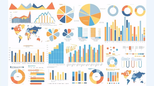 Vecteur infographies d'affaires élégantes vector plat isolé graphes créatifs modernes graphiques visualisation de données