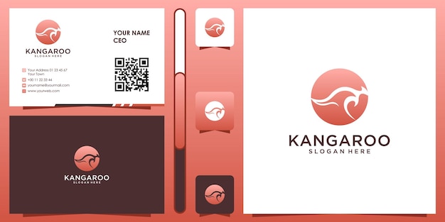 inspiration de conception de logo kangourou avec carte de visite