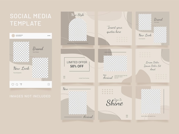 Instagram Template Design Social Media Post Fashion Set