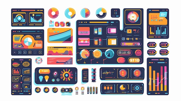 Vecteur interface utilisateur numérique moderne médias mixtes vector isolé arrière-plan