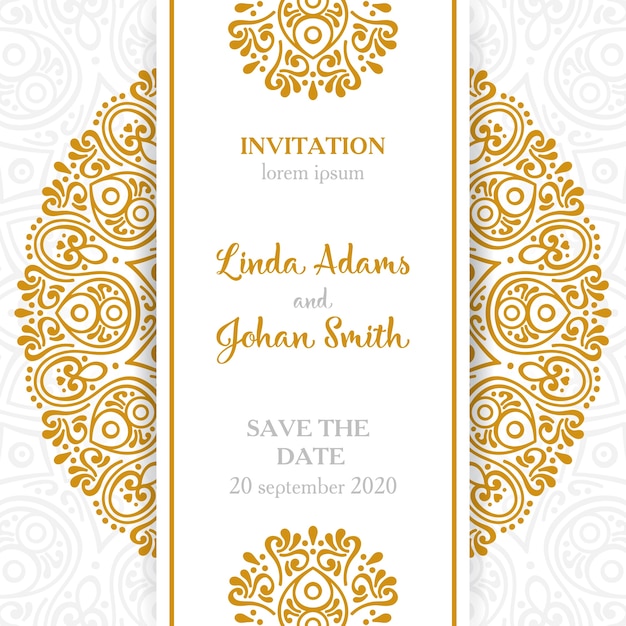 Invitation de mariage Vintage éléments décoratifs avec mandala