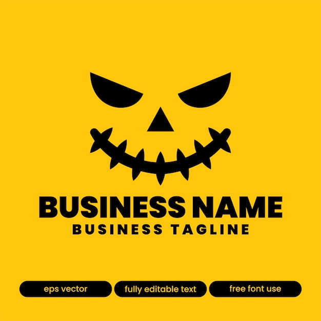 Jack O' Lantern halloween citrouille visage logo texte modifiable eps vecteur style 5