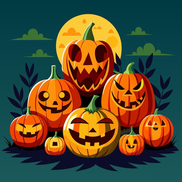 Jack o Lanternes d'Halloween Design d'illustrations vectorielles en couleurs